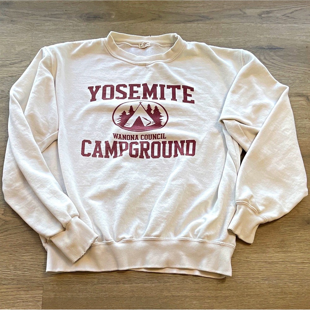 GAP Yosemite Wawona Council Beige Graphic Crewneck Pullover Fleece OS